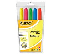 BIC - Estuche de 5 subrayadores Highlighter Grip PTE bisel Moy J/R/V/B/o
