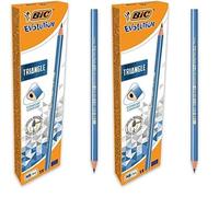 BIC Evolution Triangle, Lápices HB2 con barril triangular, Mina resistente y antirotura, fabricados sin madera, 12 unidades (Paquete de 2)