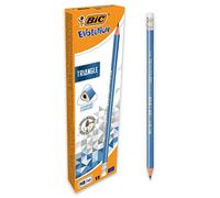 BIC Evolution Triangle - Lápices, para papel, triangulares, con goma integrada, HB, caja de 12 unidades