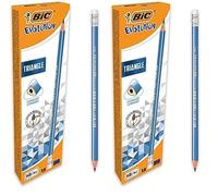 BIC Evolution Triangle - Lápices, para papel, triangulares, con goma integrada, HB, caja de 12 unidades (Paquete de 2)