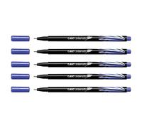 BIC Fineliner Intensity - Lote de 5 bolígrafos de fieltro (punta de metal fino, 0,4 mm), color azul