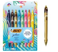 Bic Gel-ocity - Bolígrafos de gel de secado rápido, punta media (0.7 mm), colores surtidos, bolígrafos de gel retráctiles con cómodo agarre completo, paquete de 8 unidades