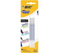 BIC Gel-ocity Illusion Recambios para Bolis de Gel Borrables punta media (0,7 mm) - Negro, Blíster de 3 unidades