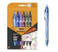 BIC Gel-ocity Quick Dry Bolígrafos de Gel de punta media (0,7mm) - Colores Surtidos, Blíster de 6 Unidades - Bolígrafo retráctil con tinta de secado ultrarrápido