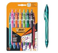 BIC Gel-ocity Quick Dry Bolígrafos retráctiles de Gel de punta media (0,7mm) - Colores Surtidos, Blíster de 13 Unidades - con tinta de secado ultrarápido