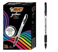 Bic Gel-ocity RGSF36-BLK - Bolígrafo de gel suave, punta fina (0,5 mm), caja de 36 bolígrafos de gel negros