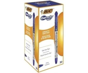 BIC Gel-ocity Stic Bolígrafos de Gel Punta Fina 0,5mm, Azul, Pack de 30
