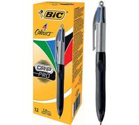 Bic Grip Pro 4 Colores Caja 12 Bolígrafos Retráctiles Cuerpo Gris Oscuro