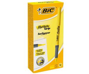 Bic Highlighter Grip Caja 12 Marcadores Fluorescentes Amarillo
