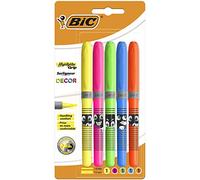 BIC Highlighter Grip Decor Subrayadores Punta Biselada - Colores surtidos, Blister de 5
