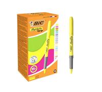 BIC Highlighter Grip Neon/Pastel Subrayadores de Punta Biselada - Colores Surtidos, Caja de 18