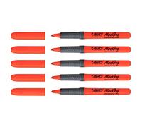 BIC HIGHLIGHTER GRIP Pte Bisel Medio, 5 unidades, color naranja