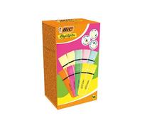 BIC Highlighter Subrayadores Flat - Colores en Tonos Intensos y Pastel, Surtido, Pack de 10