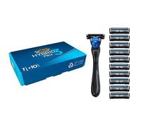 BIC Hybrid 3 Flex - Maquinilla de Afeitar Hombre + 10 Cuchillas de Recambio de 3 Hojas, Banda Lubricante y Mango Plástico Reciclado