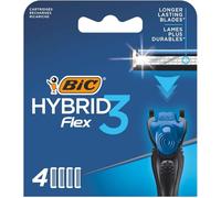 BIC Hybrid 3 Flex - Recambios de maquinilla de afeitar para hombre con 3 cuchillas móviles de titanio Nano-Tech, caja de 4 cartuchos