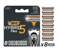 BIC Cuchillas de afeitar Hybrid 5 Flex para hombre, 5 hojas móviles, Paquete de 8 recambios