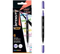 Bic Intensity Dual Tip marcador 6 pieza(s) Punta fina de cincel Azul, Verde, Melocotón, Rosa, Violeta, Amarillo