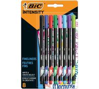 BIC Intensity Fine Rotuladores Punta Fina (0,8 mm) - Colores Surtidos, Blíster de 8 Unidades - Marcadores con punta de fieltro, ideal para para escribir, hacer garabatos, bocetos y colorear