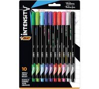 BIC Intensity Fineliner - Juego de rotuladores de punta fina (0.4 mm), colores surtidos, paquete de 10 unidades, marcadores para la escuela