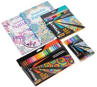 BIC Intensity - Juego de 60 colores para adultos con puntas de fieltro, forros finos, lápices para colorear y 2 libros para colorear