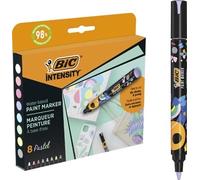 BIC Marcador permanente Intensity, punta ojival, 4,5 mm, pack de 8 marcadores, 8 colores pastel