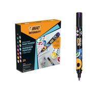 BIC Intensity Paint Marcadores con Punta Media para Múltiples Superficies, No Tóxicos - Colores Clásicos y Pastel Surtidos, Caja de 20