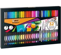 BIC Intensity, Rotuladores de Punta Fina y Media, Colores Surtidos para Escribir, Dibujar, Colorear, Estuche de Regalo de 32 uds.