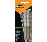 BIC Intensity - Rotuladores Permanentes Metálicos de Punta Media Cónica para todo tipo de superficies - Color Oro y Plata, Blíster de 2 Unidades