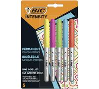 BIC Intensity - Rotuladores permanentes para todo tipo de superficies, colores surtidos, paquete de 5 unidades