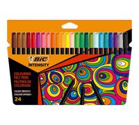 BIC Intensity Rotuladores Tinta Lavable con Base de Agua y Cuerpo Negro - Pack de 24 Colores
