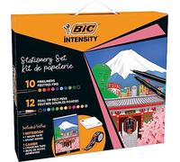 BIC Intensity Set de Creatividad con Inspiración Japonesa, Incluye 10 Rotuladores de Punta Fina, 12 de Doble Punta, Cuaderno y Adornos para Agendas y Proyectos Creativos. Ideal para Regalo