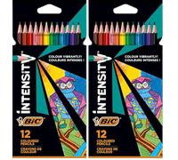 BIC Intensity Triangle Lápices de Colores, Mina de 1,3 mm, Resina sin Madera, Resistente a los Golpes - Colores Surtidos, Pack de 12 (Paquete de 2)