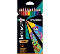 BIC Intensity Triangle Lápices de Colores, Mina de 1,3 mm, Resina sin Madera, Resistente a los Golpes - Colores Surtidos, Pack de 12