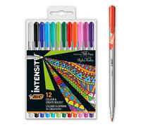 BIC Intesity Medium - Blíster de 12 unidades, rotuladores punta media (0,8 mm), colores surtidos - paquete de rotuladores para dibujar, colorear y escribir