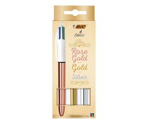BIC Juego de 3 bolígrafos Pick Gold y Silver 4 Colors