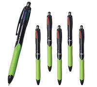 BIC - Juego de 6 bolígrafos retráctiles (4 colores con agarre ergonómico y lápiz capacitivo, punta de 0,4 mm, negro, azul, rojo y verde