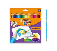 BIC Kids Aquacouleur, Volver a la Escuela, Lápices de Acuarela Efecto Pintura, Paquete de 24 Unidades