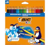 BIC Kids Aquacouleur, Volver a la Escuela, Lápices de Acuarela Efecto Pintura, Paquete de 24 Unidades