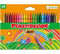BIC Kids Ceras de Colores para Niños, Óptimo para material escolar,Plastidecor, Colores Vivos Surtidos, Ideal para colorear, 24 Ceras