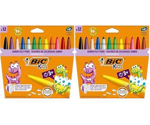 BIC Kids Ecolutions Visa Color XL Felt Pens - Assorted (Pack of 12) 12 Rotuladores Visacolor XL (Paquete de 2)
