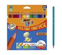 BIC Kids Evolution ECOlutions - Funda de cartón formato especial de 24 lápices de colores, colores surtidos,
