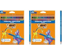 BIC Kids Evolution - Lápices para colorear, blíster de 36 unidades, para actividades creativas en casa y el colegio, colores surtidos, Multicolor (Paquete de 2)
