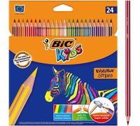 BIC Kids Evolution Stripes Lápices de colores - colores Surtidos, Blíster de 24 unidades
