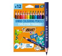 BIC Kids Evolution Triangle ECOlutions, Lapices de Colores Triangularas - Óptimo para la Escuela - Colores Surtidos, Paquete de 12 Unidades