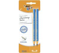BIC Kids Jumbo Triangular Learner Lápices de Grafito HB - Diseño en Azul o Rosa, Blíster de 2 unidades