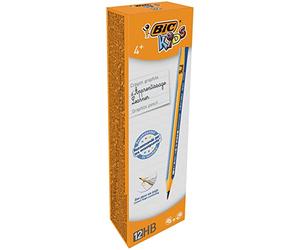 BIC Kids Jumbo Triangular Learner Lápices de Grafito HB para Niños - Óptimo para enseñar a Escribir - Azul, Caja de 12 Lápices