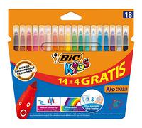 BIC Kids Kid Couleur - Blíster de 14 + 4 rotuladores de colorear para aprendizaje, multicolor