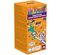 BIC Kids Kid Couleur Rotuladores de Tinta Ultralavable Punta Media - Colores Surtidos, Caja de 36 Unidades, ideal para actividades creativas en casa y colegio