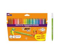 BIC Kids, Kid Couleur, Rotuladores Lavables para Niños,Ideales para Material Escolar, Punta Media Resistente, Colores Brillantes e intensos, Caja de 24 uds