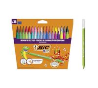 BIC Kids Kid Couleur, Rotuladores Lavables para Niños, Punta Media, Colores Surtidos. Ideales para Actividades Creativas. Estuche de 36 Rotuladores.